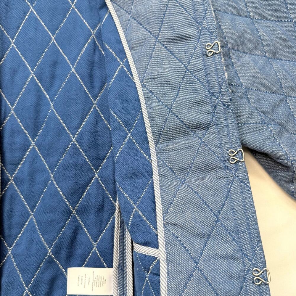 Talbots Quilted Chambray Jacket Size 12 Blue Tweed Trim Cropped - Picture 9 of 15